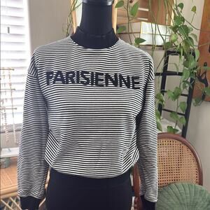 ELL And EMM Black & White Breton Stripes Parisienne High Neck Sweatshirt